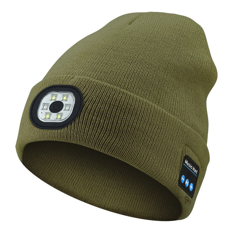 Cross-border TK platform TEMU source private model LED lighting knitted hat rechargeable detachable and washable luminous Bluetooth hat