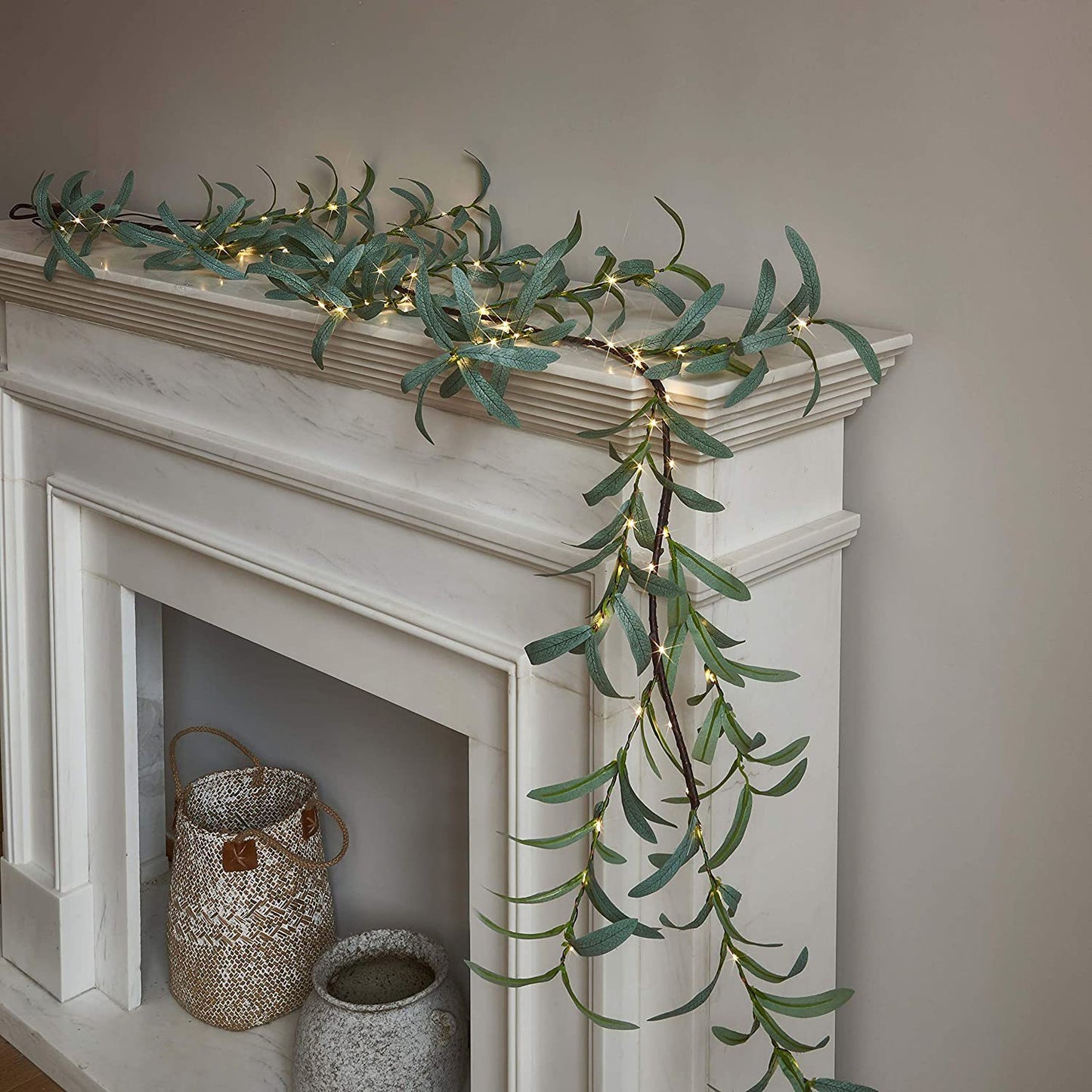Cross-border eucalyptus garland lights wedding lights simulation tree lights brown Christmas tree lights restaurant decoration lights wedding lights