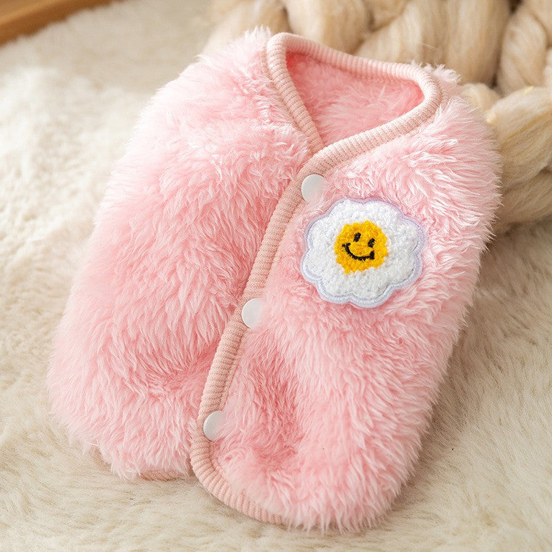 Autumn and winter cat clothes simple twist traction fleece thick warm winter kitten vest pet dog clothes