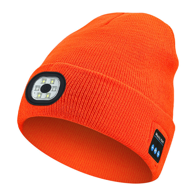 Cross-border TK platform TEMU source private model LED lighting knitted hat rechargeable detachable and washable luminous Bluetooth hat