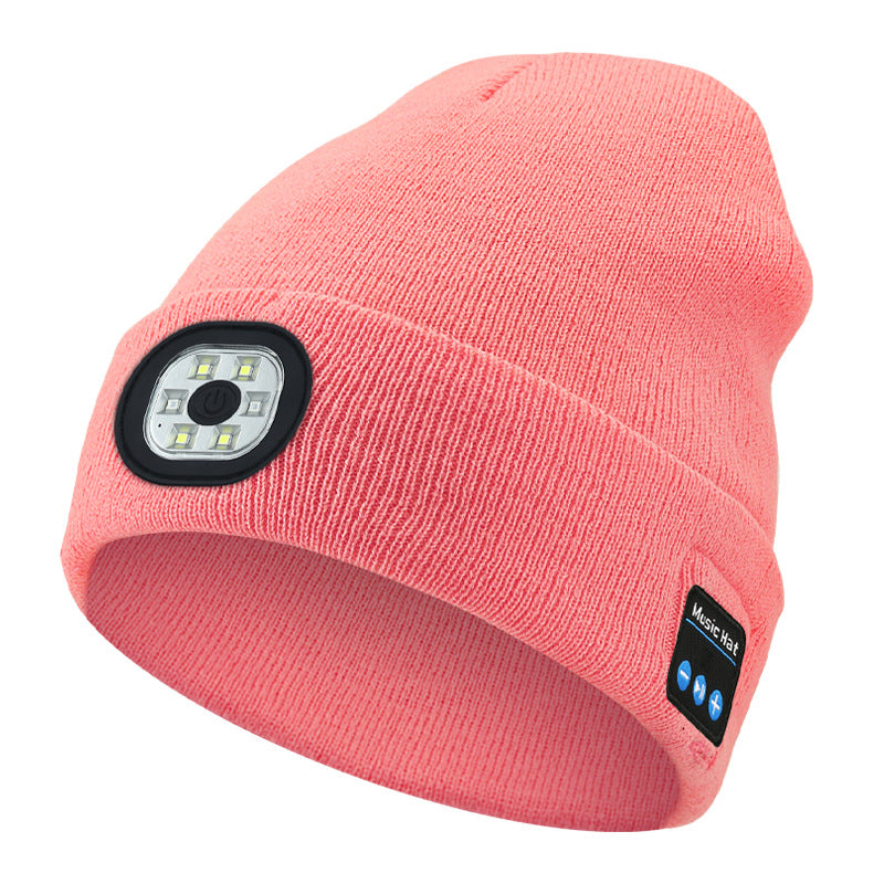 Cross-border TK platform TEMU source private model LED lighting knitted hat rechargeable detachable and washable luminous Bluetooth hat