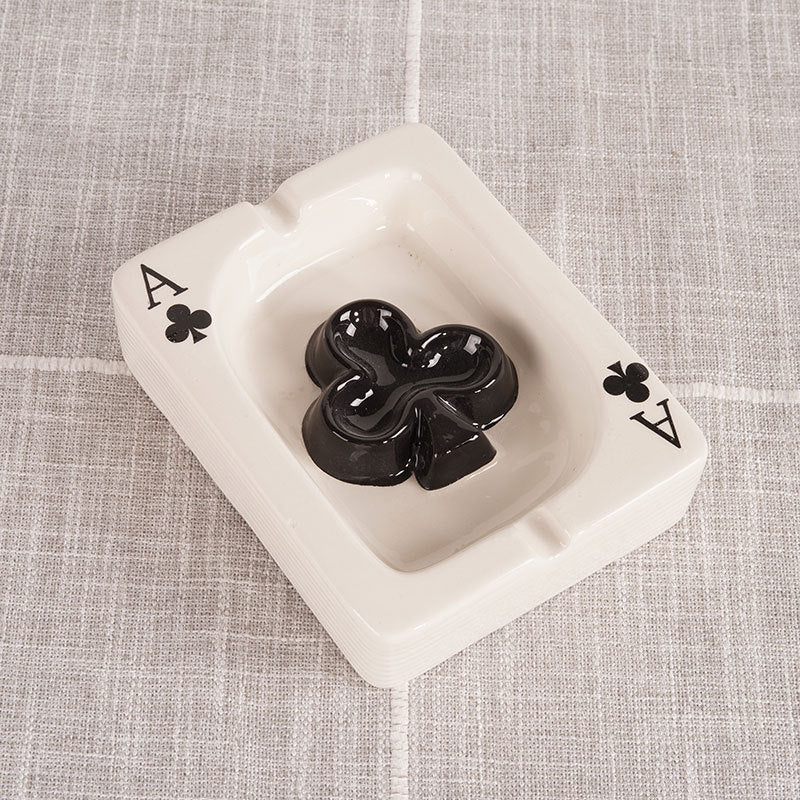 Creative ceramic poker ashtray European style simple ins ceramic fashion ashtray home living room gift