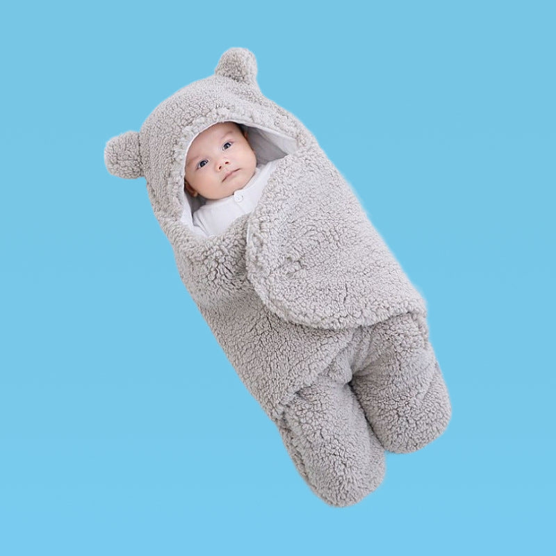 Children's autumn and winter one-piece baby sleeping bag autumn and winter thickening one-piece hooded bag leg split pajamas baby candle bag