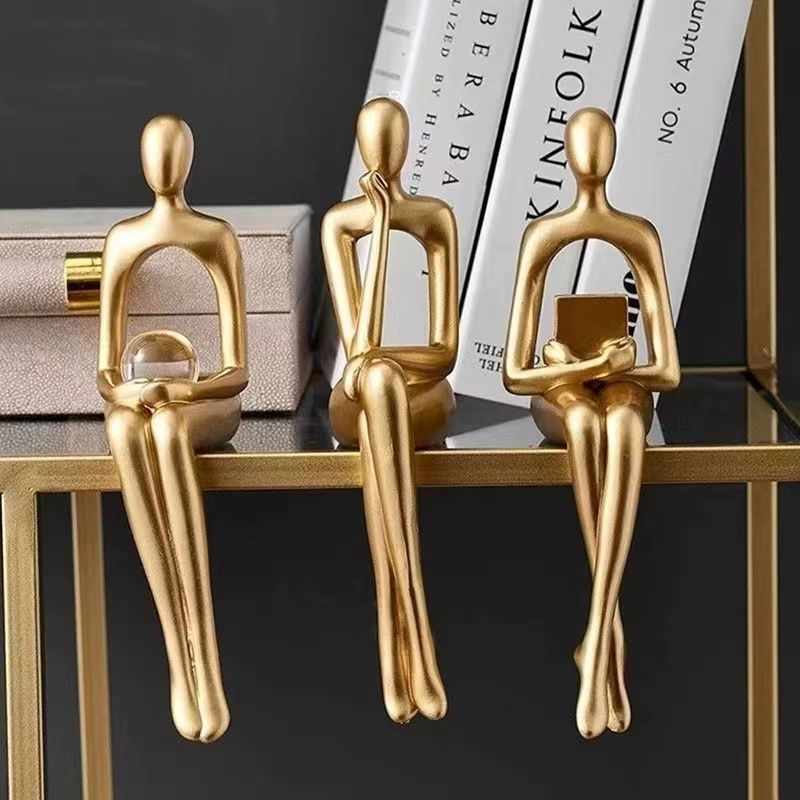 Modern light luxury abstract art ornaments high-end office bookshelf bookcase wine cabinet living room home decorations