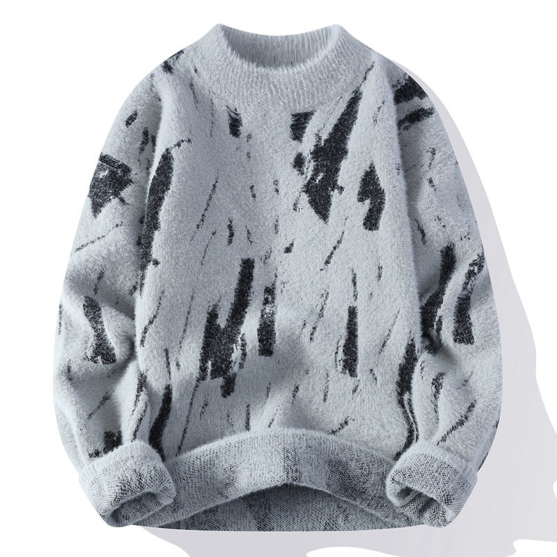 One-piece drop shipping 2023 autumn and winter new style half-high collar sweater men's thick pullover trendy men's knitted sweater tops