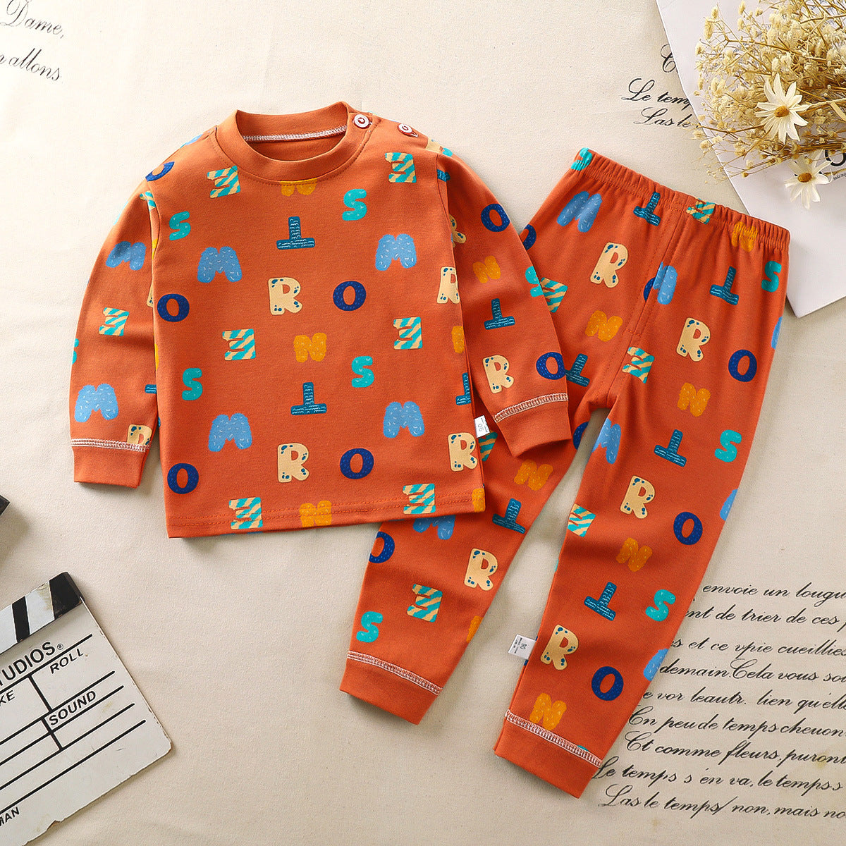 Children's underwear set cotton pajamas girls baby long johns cotton boys home clothes children's clothing wholesale