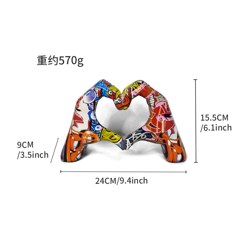 Internet celebrity graffiti love gesture ornaments home living room office desktop exhibition hall resin crafts decorations