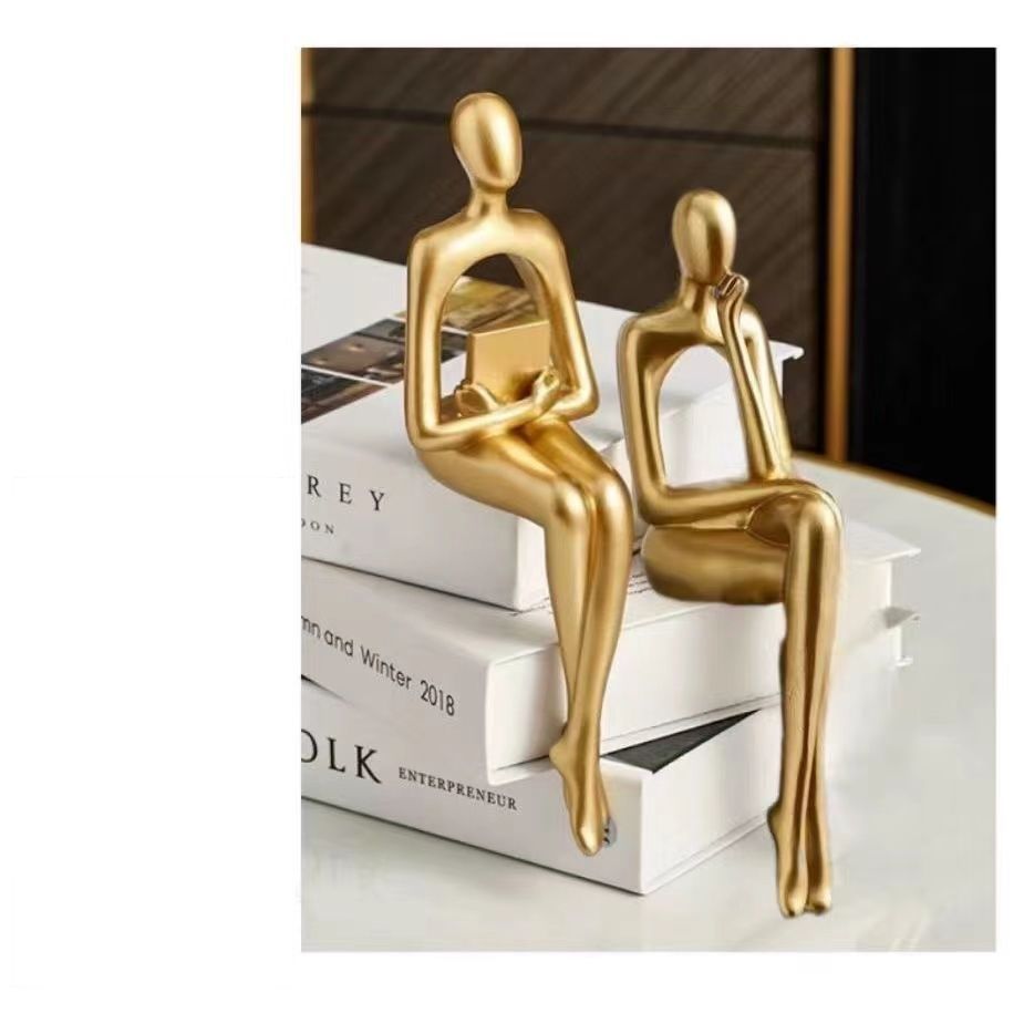 Modern light luxury abstract art ornaments high-end office bookshelf bookcase wine cabinet living room home decorations