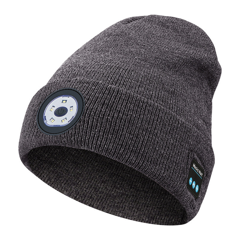 Cross-border TK platform TEMU source private model LED lighting knitted hat rechargeable detachable and washable luminous Bluetooth hat