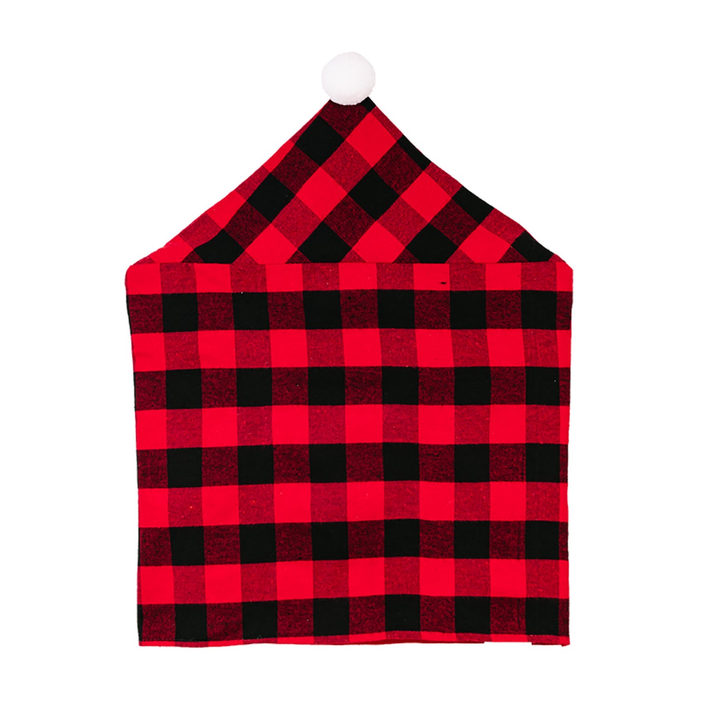 Christmas Season New Home Decoration Red and Black Plaid with White Hair Ball Chair Cover Christmas Atmosphere Arrangement Chair Cover