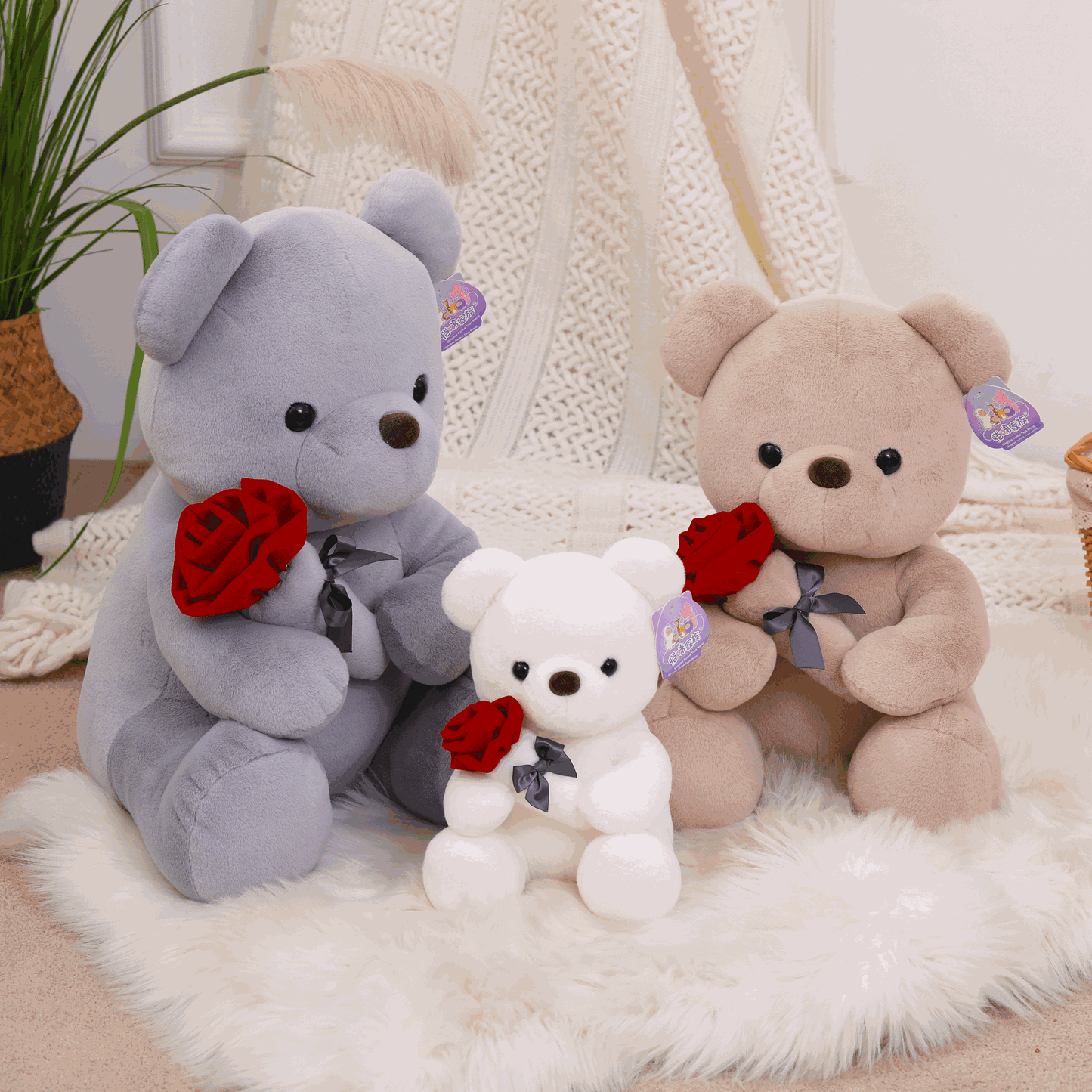 Manufacturers wholesale new rose teddy bear plush toys for girls Valentine's Day gift bear pillow doll