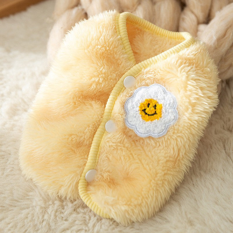 Autumn and winter cat clothes simple twist traction fleece thick warm winter kitten vest pet dog clothes