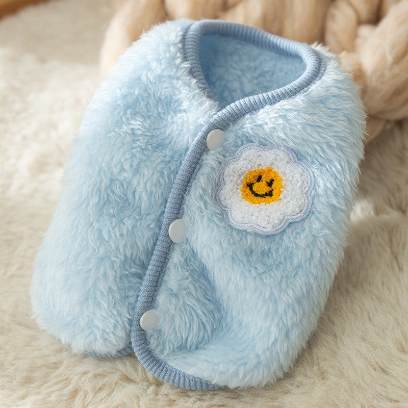 Autumn and winter cat clothes simple twist traction fleece thick warm winter kitten vest pet dog clothes