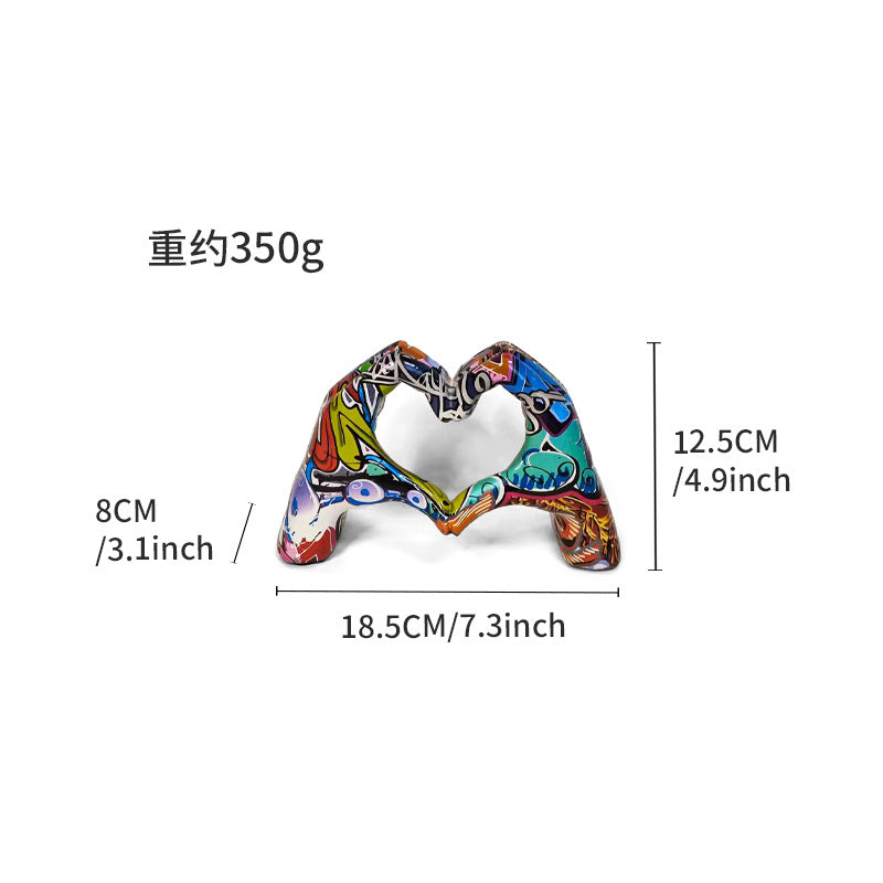 Internet celebrity graffiti love gesture ornaments home living room office desktop exhibition hall resin crafts decorations