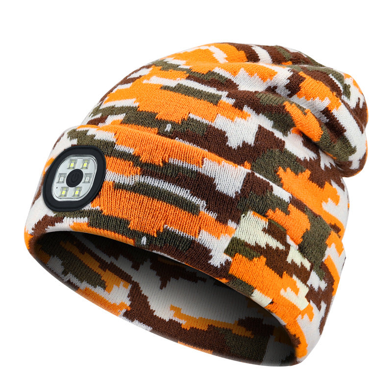 Cross-border TK platform TEMU source private model LED lighting knitted hat rechargeable detachable and washable luminous Bluetooth hat