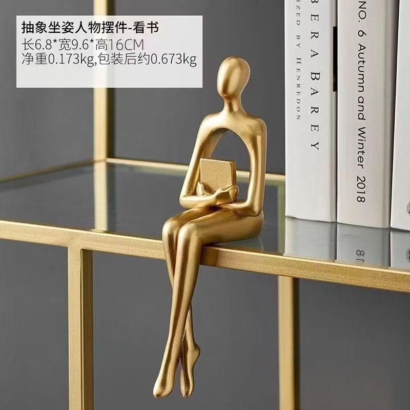 Modern light luxury abstract art ornaments high-end office bookshelf bookcase wine cabinet living room home decorations