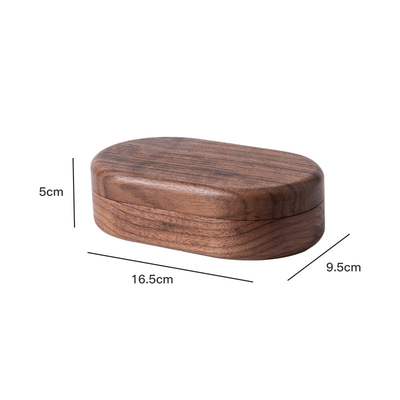 Black walnut oval jewelry box new Chinese style solid wood storage box walnut oval jewelry storage box