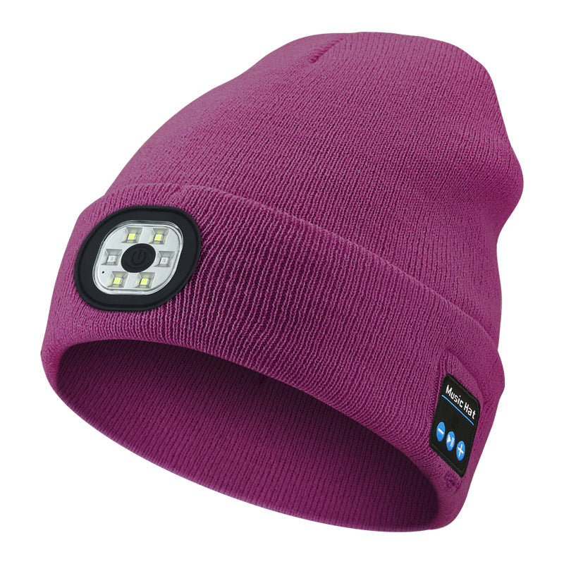 Cross-border TK platform TEMU source private model LED lighting knitted hat rechargeable detachable and washable luminous Bluetooth hat