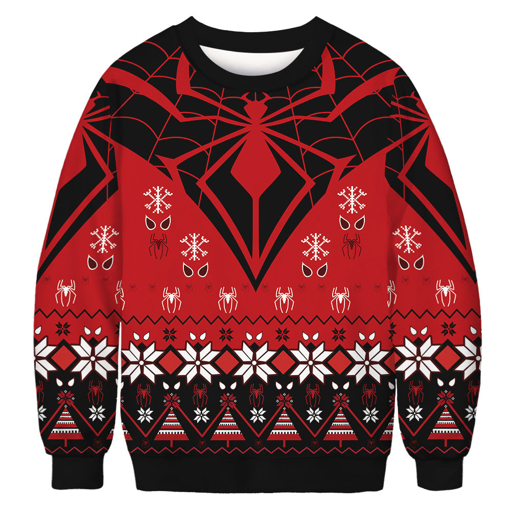 Cross-border hot selling new Christmas digital printing men's and women's same round neck pullover long-sleeved sweater loose tide brand autumn clothes