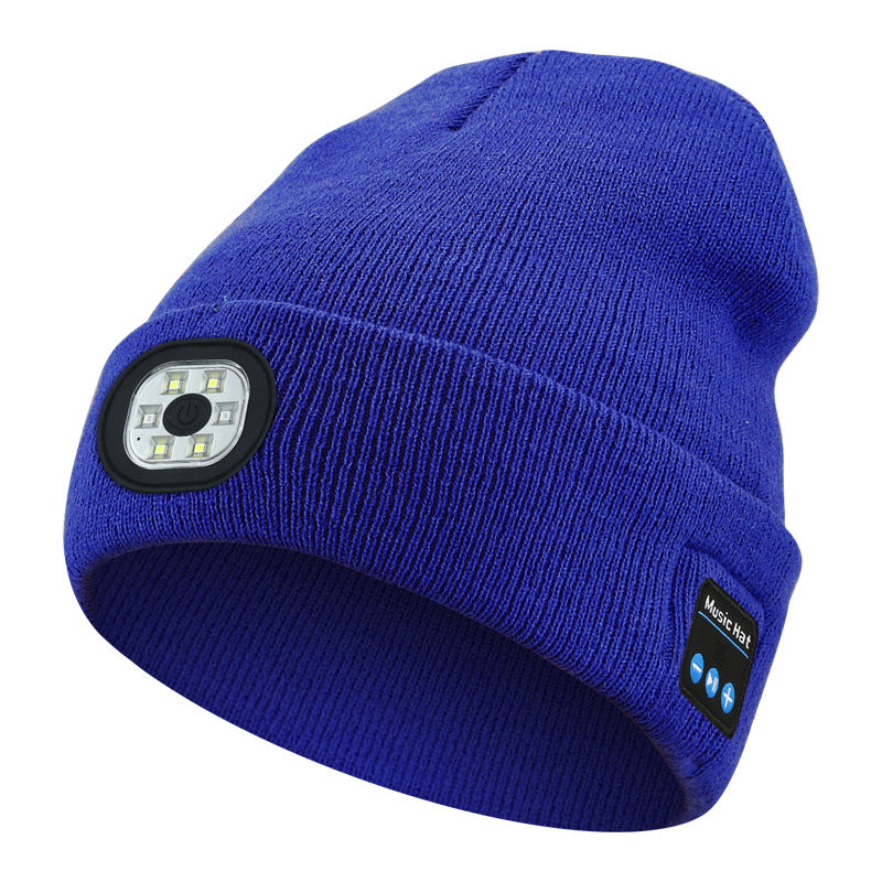 Cross-border TK platform TEMU source private model LED lighting knitted hat rechargeable detachable and washable luminous Bluetooth hat