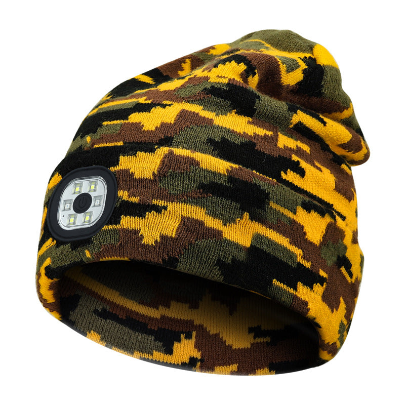 Cross-border TK platform TEMU source private model LED lighting knitted hat rechargeable detachable and washable luminous Bluetooth hat