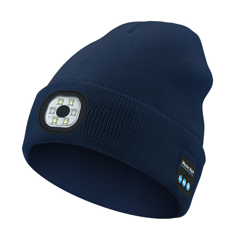 Cross-border TK platform TEMU source private model LED lighting knitted hat rechargeable detachable and washable luminous Bluetooth hat