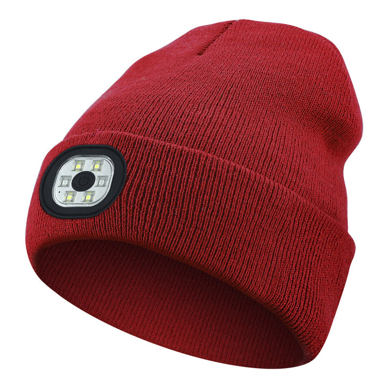 Cross-border TK platform TEMU source private model LED lighting knitted hat rechargeable detachable and washable luminous Bluetooth hat