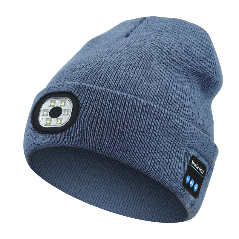 Cross-border TK platform TEMU source private model LED lighting knitted hat rechargeable detachable and washable luminous Bluetooth hat