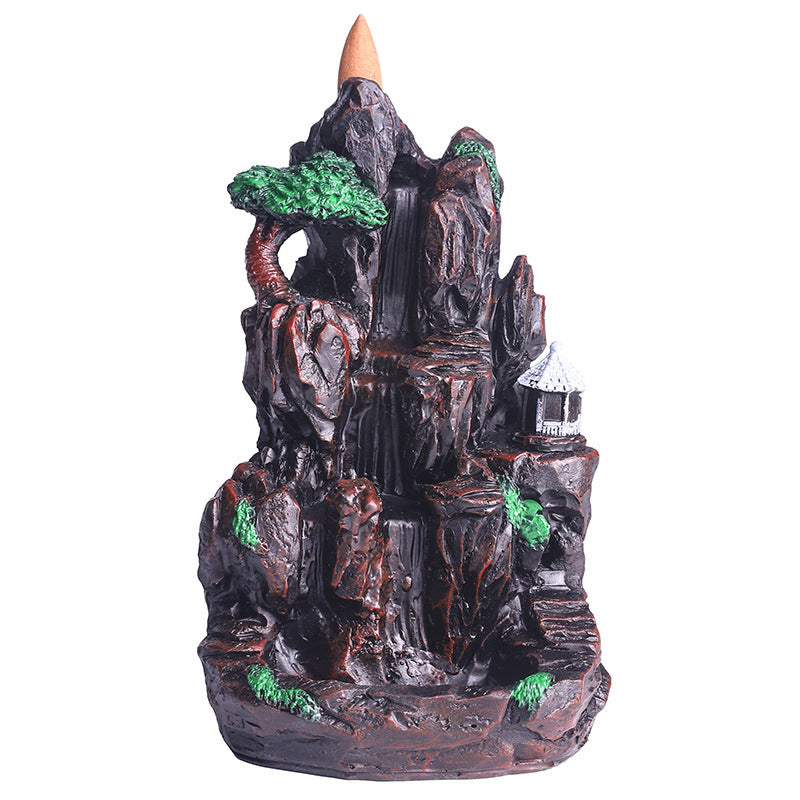 Backflow incense burner creative home decoration alpine flowing water resin crafts sandalwood incense burner cross-border
