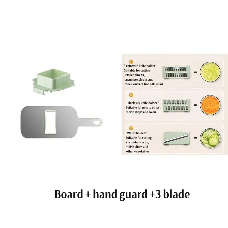 Kitchen Stainless Steel Multifunctional Safe Manual Vegetable Slicer Cutter Potato Shredders Garlic Carrot Grater Chopper