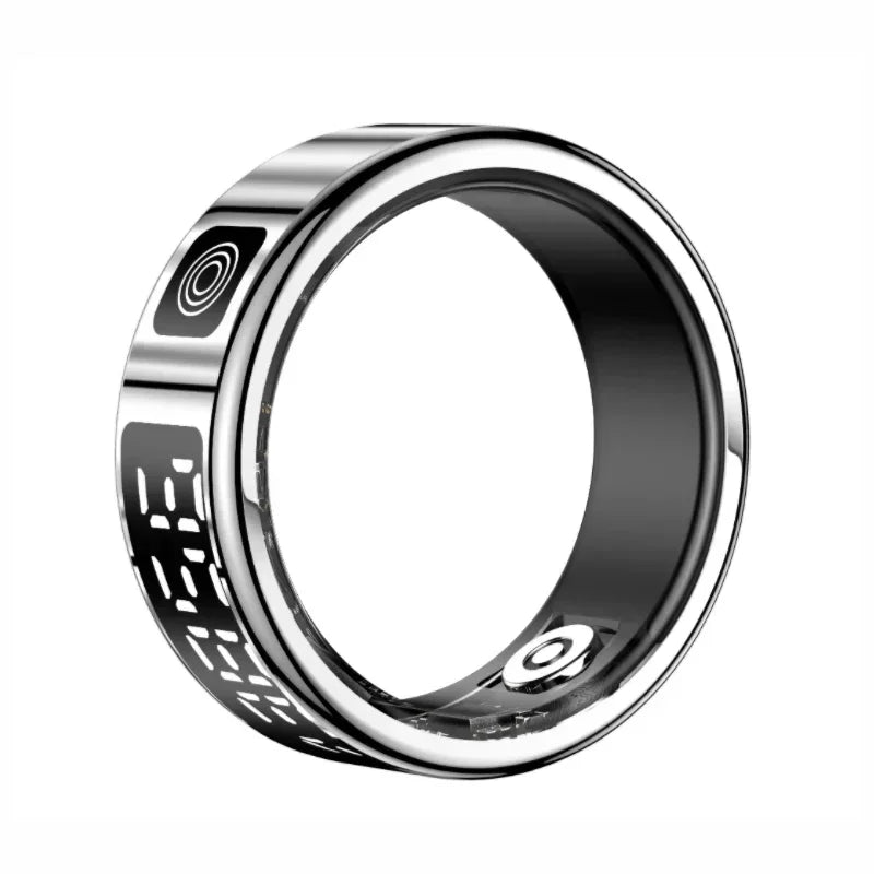 Smart Ring with Charging Box for Men Women-Step Health Tracker Heart Rate Blood Oxygen Monitor 5ATM Sleep Monitoring LCD Display
