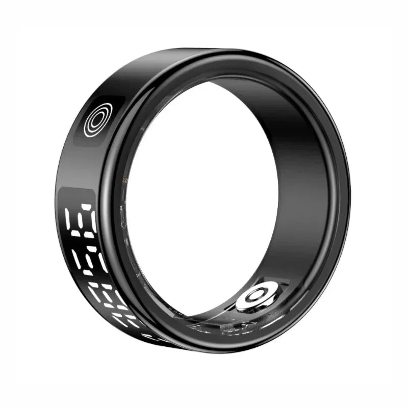 Smart Ring with Charging Box for Men Women-Step Health Tracker Heart Rate Blood Oxygen Monitor 5ATM Sleep Monitoring LCD Display