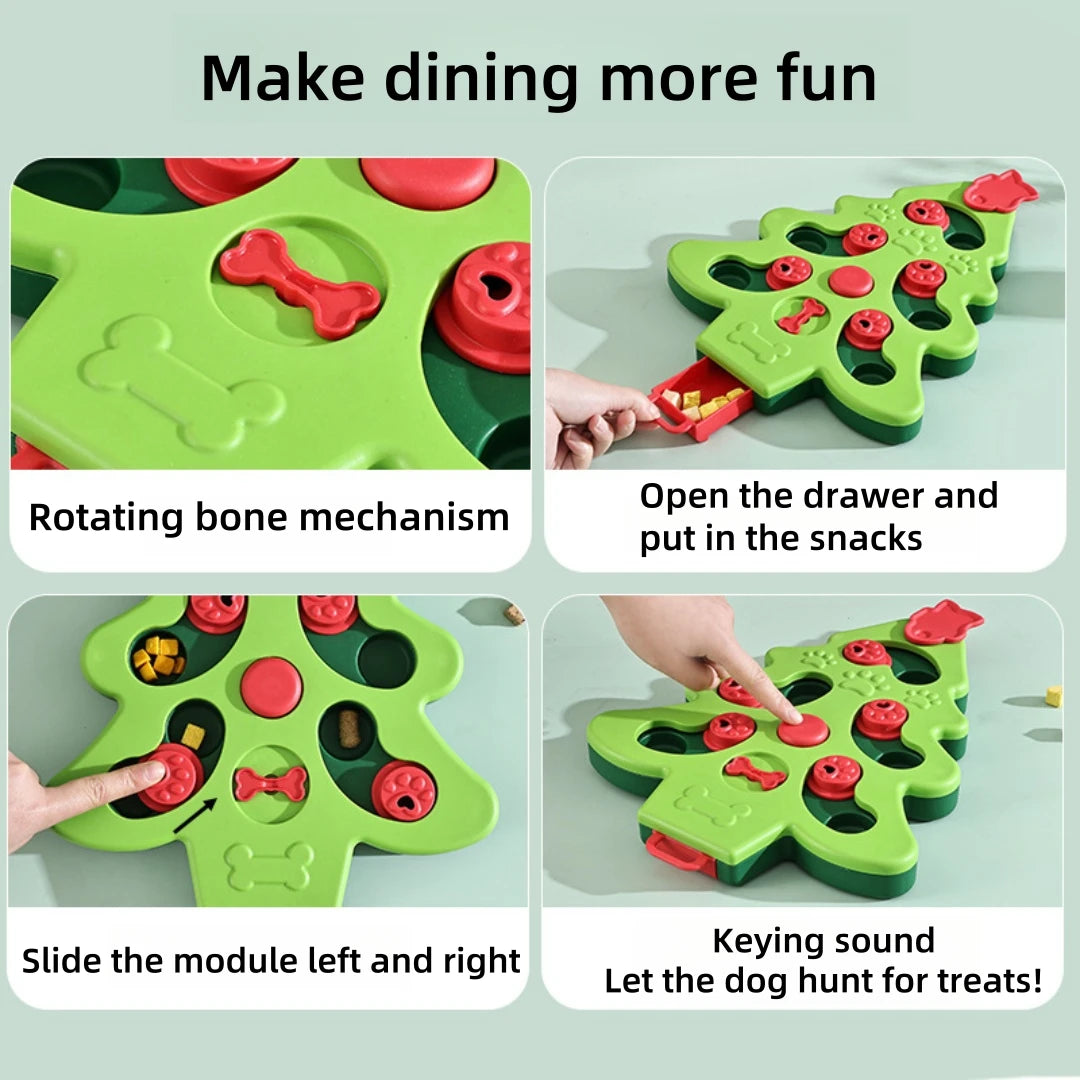 Pet Puzzle Choking Slow Food Bowl Christmas Tree Foraging Tray Fun Toys