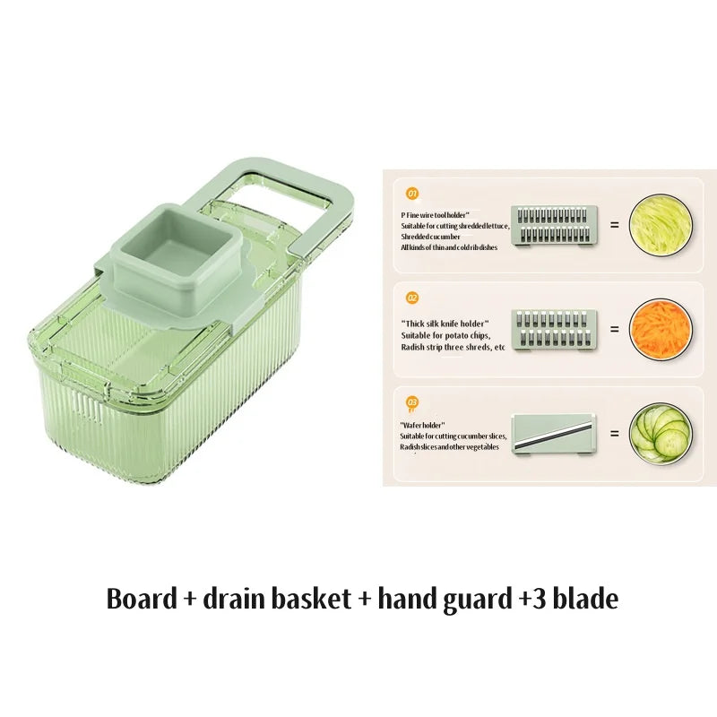 Kitchen Stainless Steel Multifunctional Safe Manual Vegetable Slicer Cutter Potato Shredders Garlic Carrot Grater Chopper