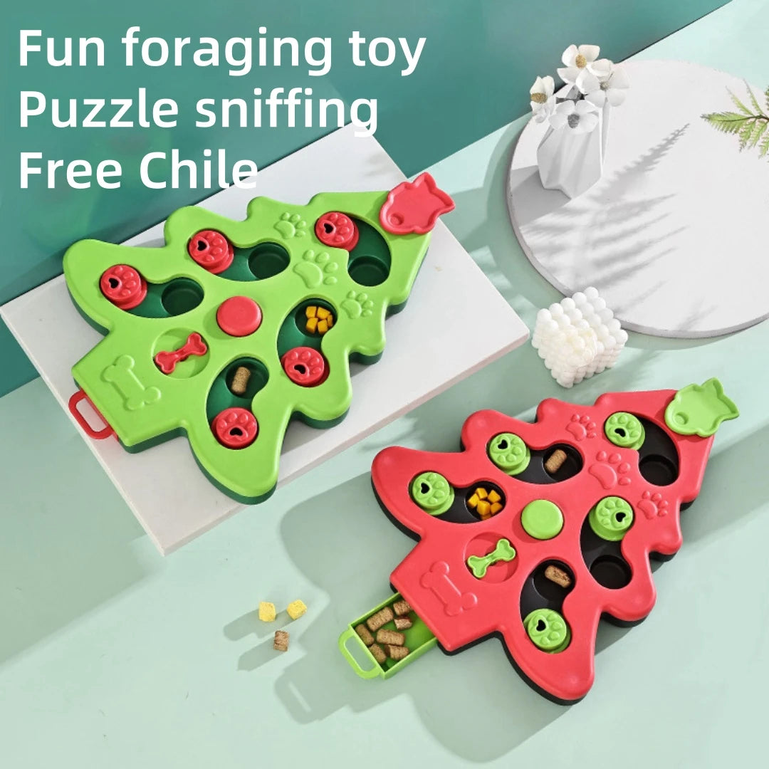 Pet Puzzle Choking Slow Food Bowl Christmas Tree Foraging Tray Fun Toys