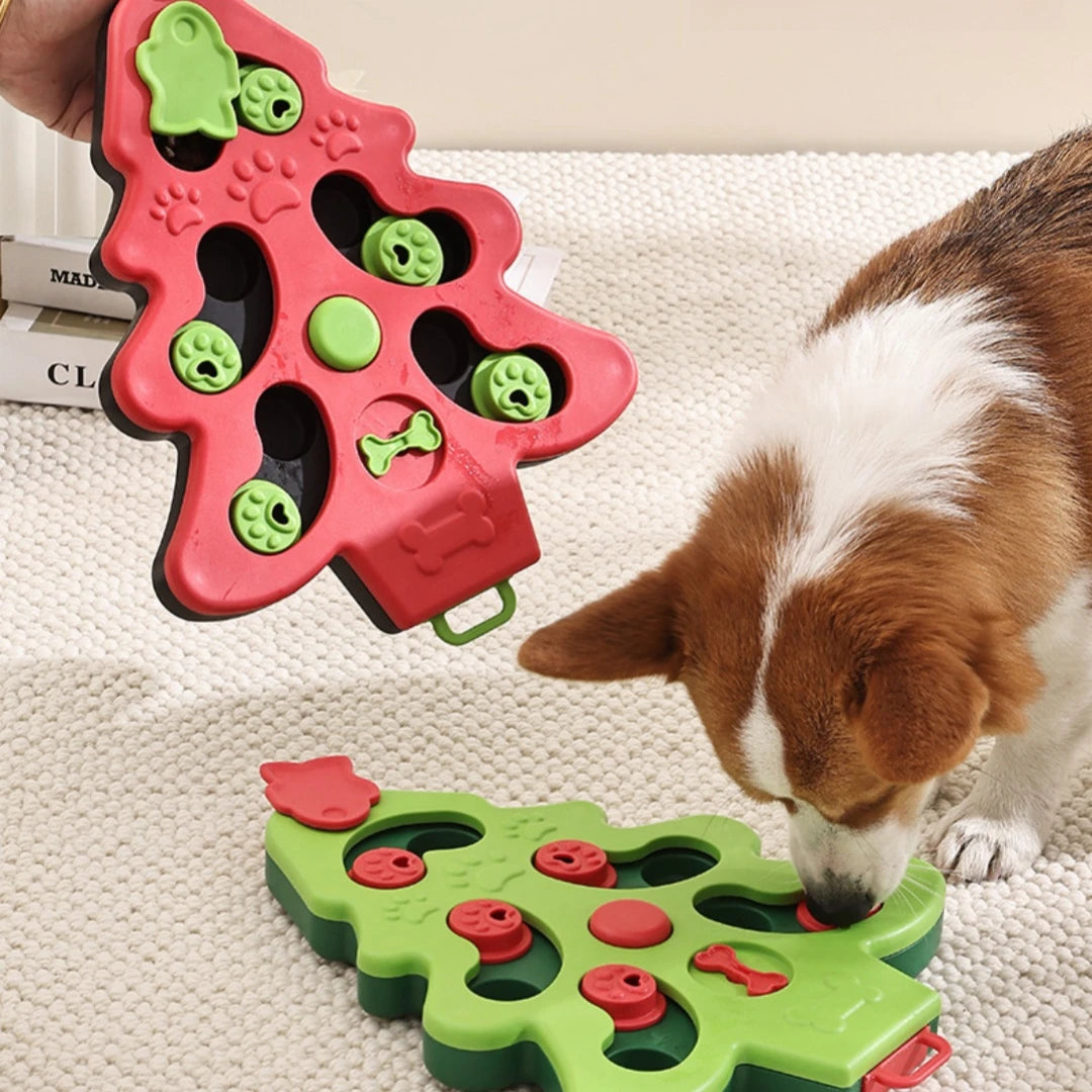 Pet Puzzle Choking Slow Food Bowl Christmas Tree Foraging Tray Fun Toys