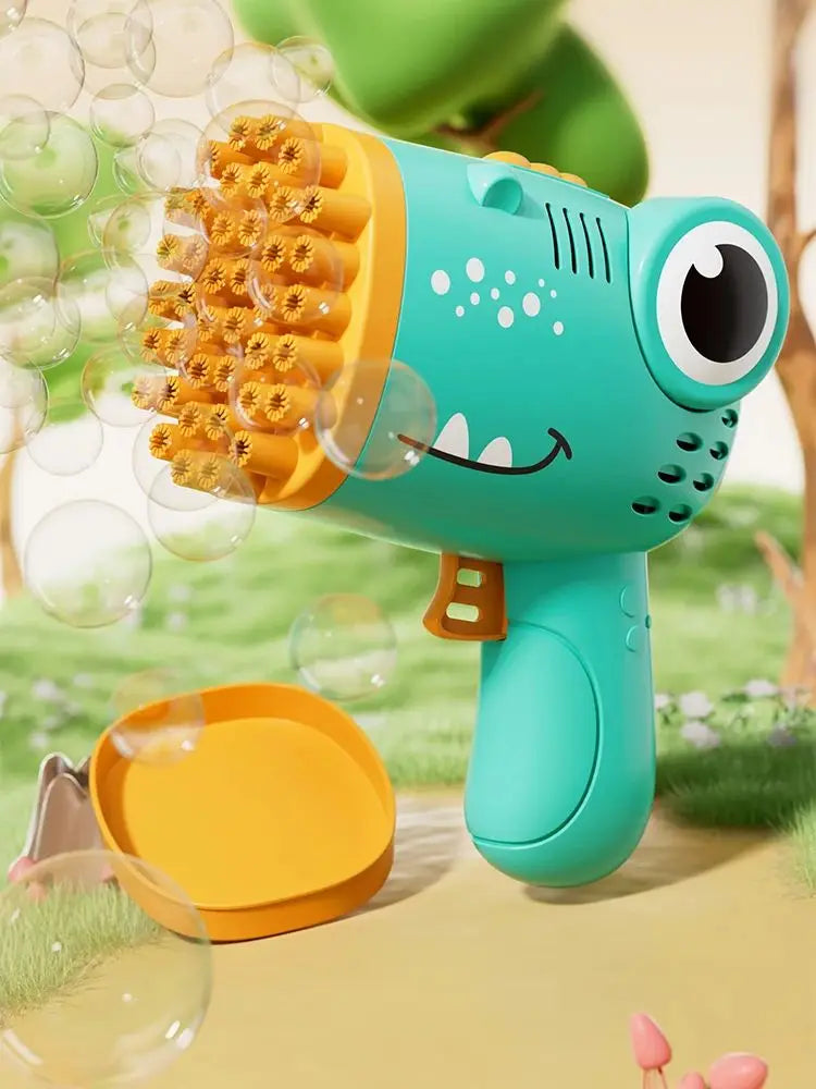 40 Holes Dinosaur Bubble Gun Handheld Fully Automatic Bubble Machine Without Battery And Bubble Water For Kids Gift
