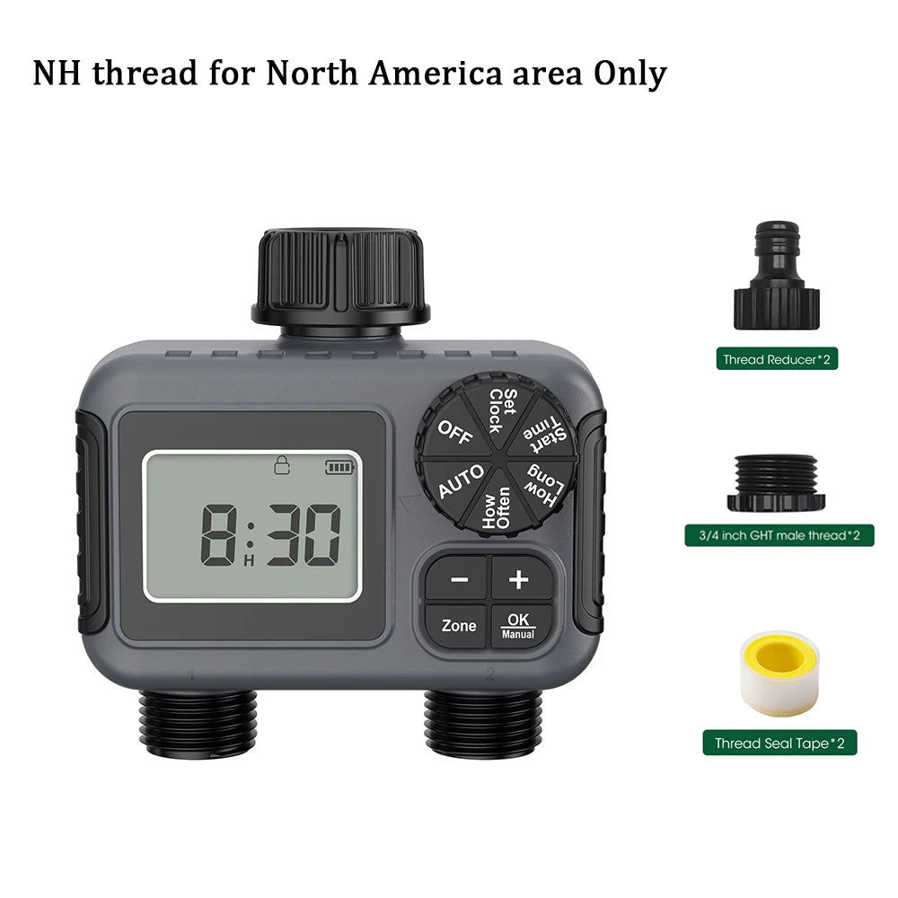 Insoma Smart Irrigation Watering System Dual Outlets Automatic Water Timer Sprinkle Faucet Hose Programmer for Garden Outdoor