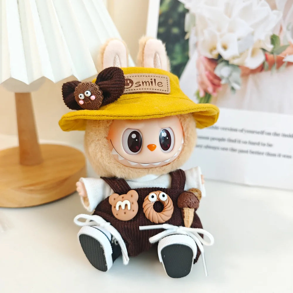 17cm Labubu I II Idol Dolls Cute Mini Plush Doll'S Clothes Korea Kpop Exo Idol Dolls DIY Accessories Pink Skirt Gifts New Style