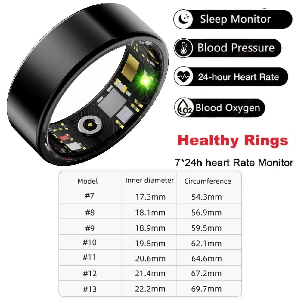 Zordai 2024 New R11M Smart Ring Heart Rate Sleep Monitoring IP68 Waterproof Multi-sport Mode Titanium Steel Shell Ring For Adult