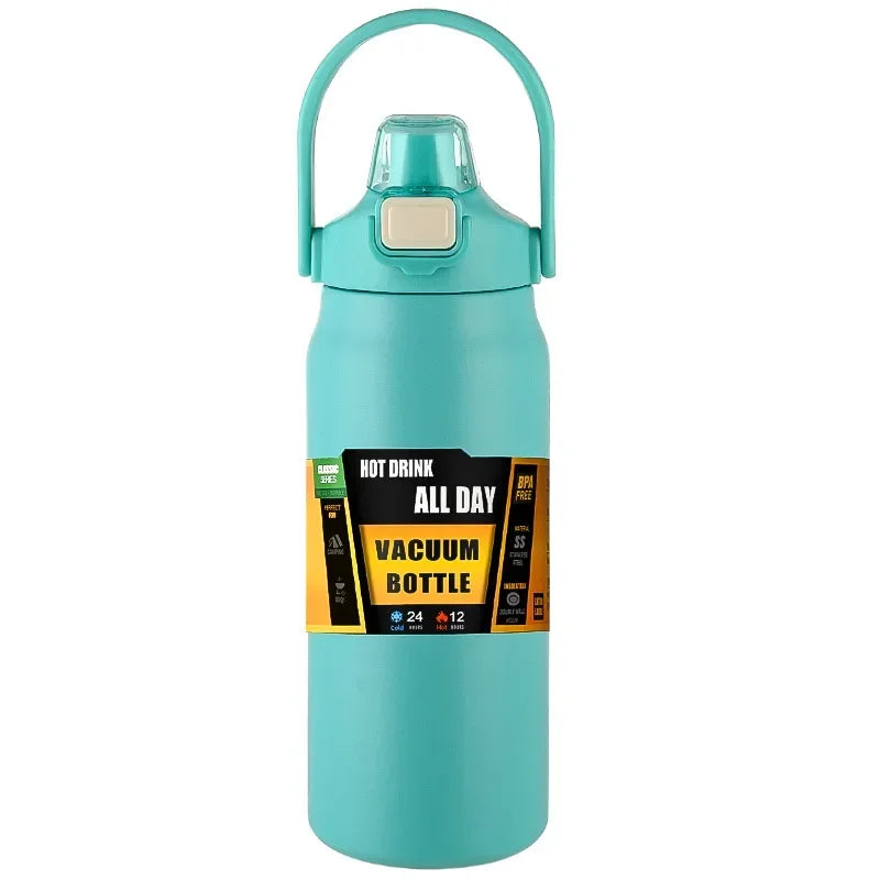 Insulated Water Bottle with StrawThermal Vacuum Cups for Hot Cold Drink Stainless Steel Thermoses Flask for Men Women Sports Gym