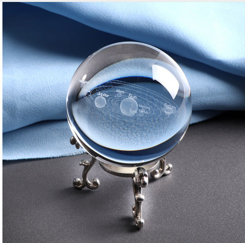 3D Solar System Crystal Ball Planets Glass Ball Laser Engraved Globe Miniature Model Home Decor Astronomy Gift Ornament 60/80mm