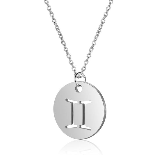 Weixing titanium steel twelve constellation necklace female European and American constellation symbol stainless steel pendant necklace jewelry wholesale