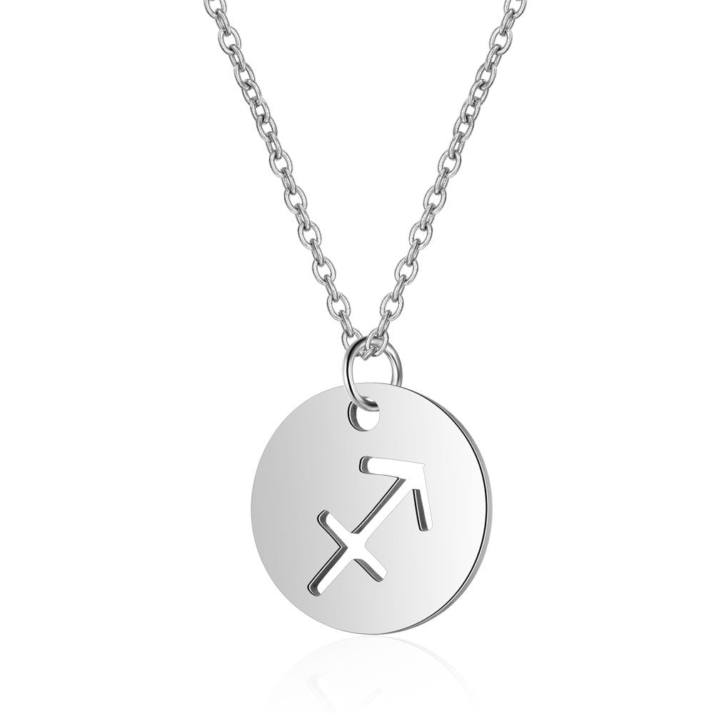 Weixing titanium steel twelve constellation necklace female European and American constellation symbol stainless steel pendant necklace jewelry wholesale