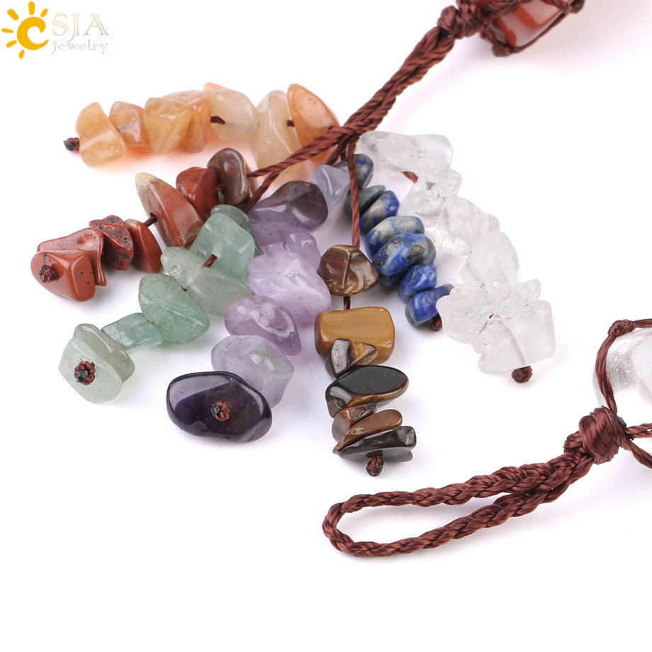 Natural Stone 7 Chakra Car Hanging Decoration Reiki Irregular Healing Crystal Tassel Meditation Hanging Window Home Decorate