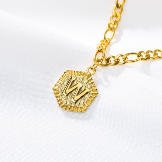 Cross-border explosion money chain 26 uppercase English letters stainless steel anklet summer fashion necklace men and women clavicle chain
