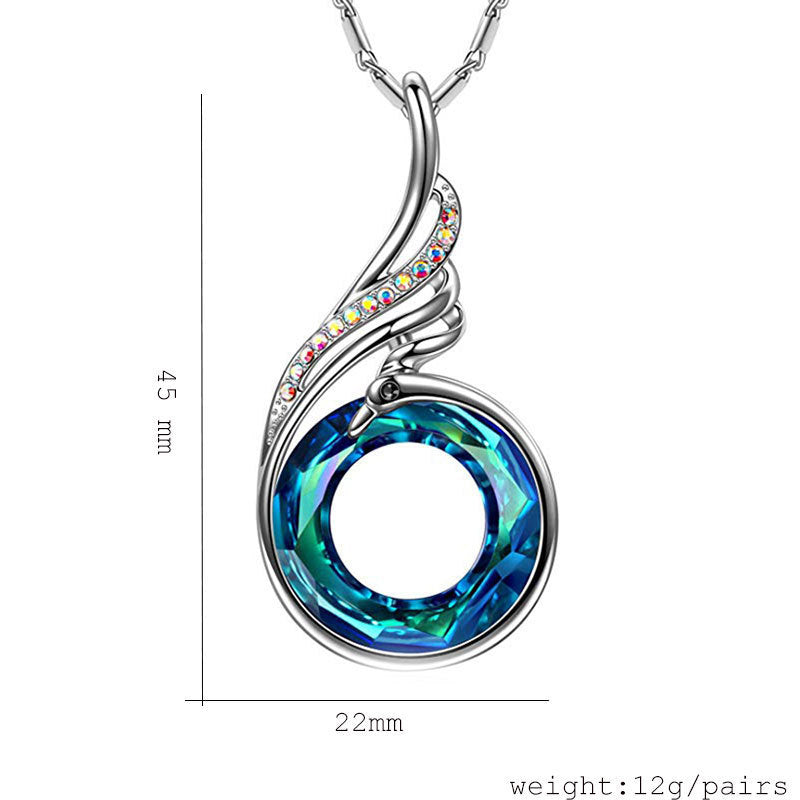 New Valentine's Day Necklace Colorful Crystal Peacock Gradient Cross-Border Europe and the United States Explosion Model Ethnic Style Jewelry Women