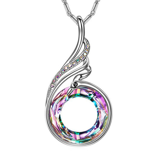 New Valentine's Day Necklace Colorful Crystal Peacock Gradient Cross-Border Europe and the United States Explosion Model Ethnic Style Jewelry Women