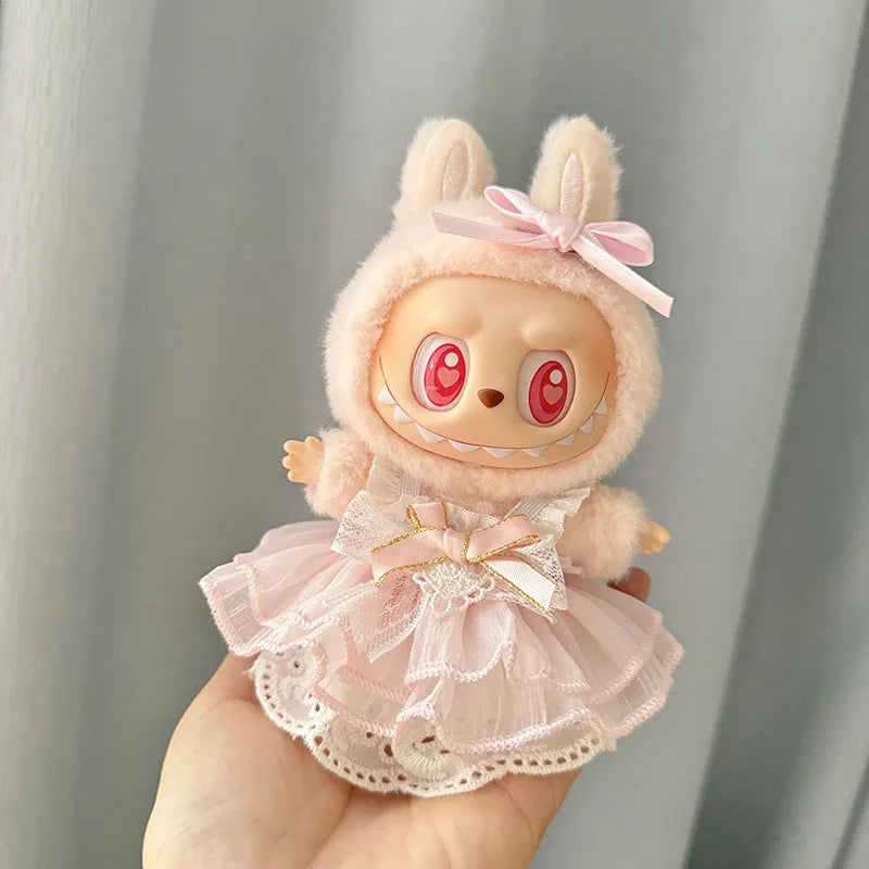 17cm Labubu Cute Mini Plush Doll'S Clothes  Dolls Sitting Party Outfit Accessories For Korea Kpop Exo Clothing DIY Gift