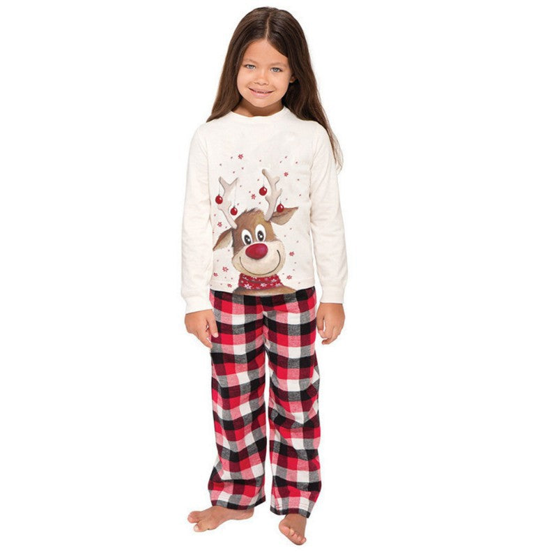 European and American pajamas ebay elk print, parent-child wear, Christmas home wear, long-sleeved suit, large quantity in stock